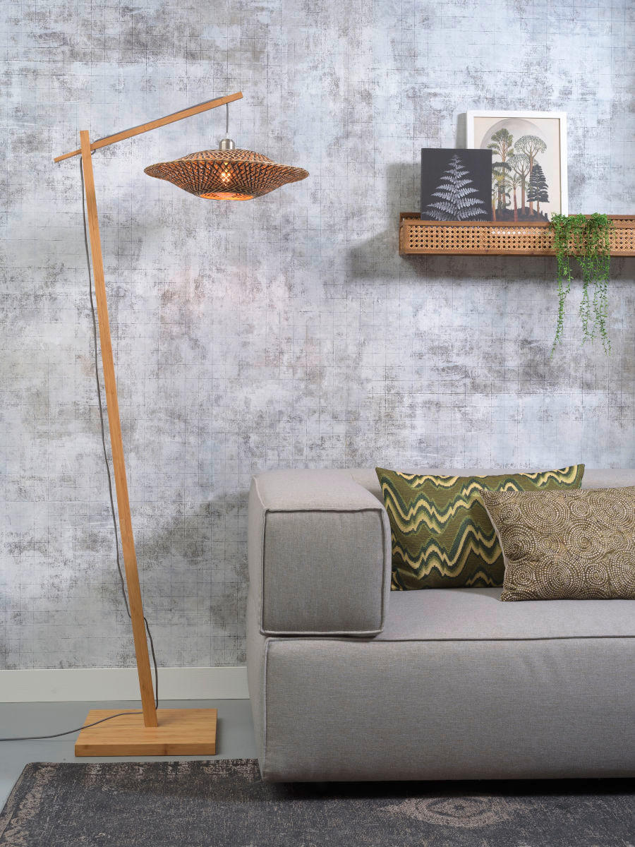 GOLVLAMPA GOOD&MOJO  44/176 cm    - svart/naturfärgad, Trend, trä (44/176cm) - Good & Mojo