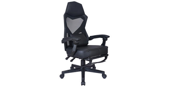 GAMINGSTUHL  in Lederlook, Netzbespannung Schwarz  - Schwarz, MODERN, Kunststoff/Textil (59/107-117/58cm) - Carryhome