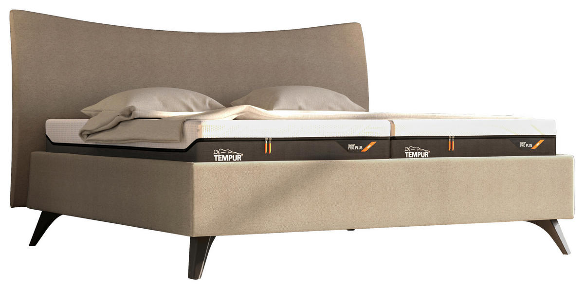 POLSTERBETT gepolstertes Kopfteil 160/200 cm  in Karamell  - Karamell/Schwarz, Design, Holz/Textil (160/200cm) - Tempur