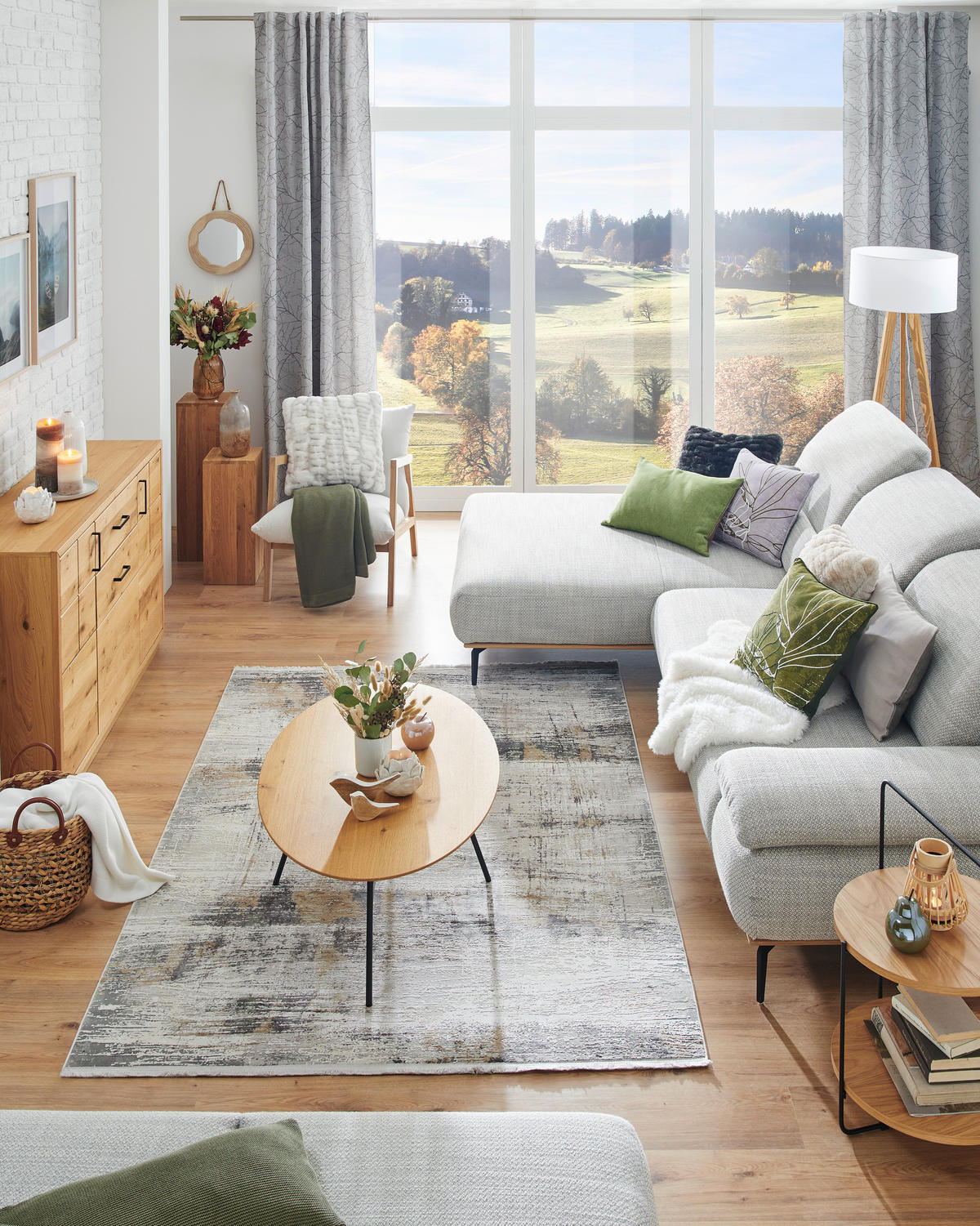 STOJACIA LAMPA, 50/165 cm  - hnedá/biela, Natur, kov/drevo (50/165cm)