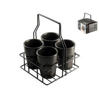 SET ŠOLJICA   5 delova  - crna, Osnovno, keramika (17/9,5/17cm) - Gusta