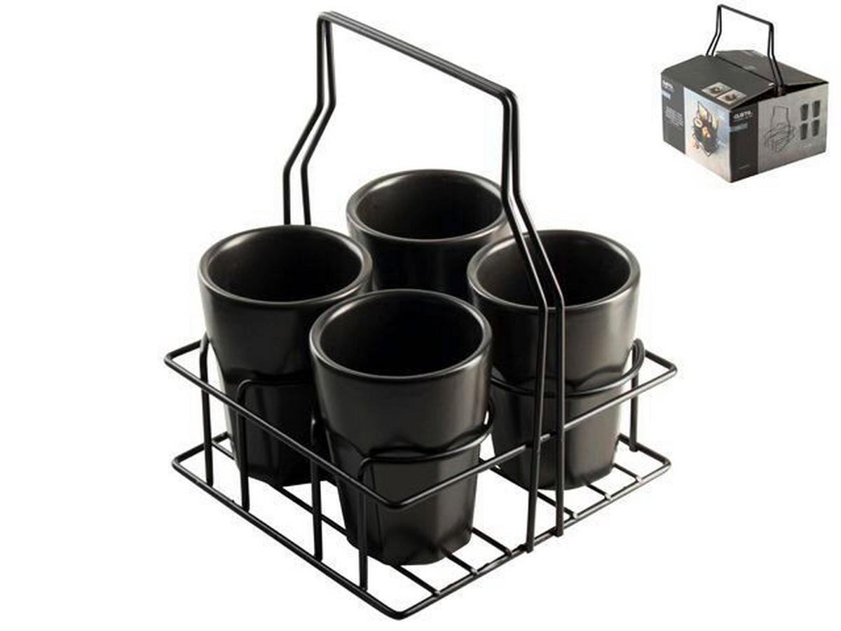 SET ŠOLJICA   5 delova  - crna, Osnovno, keramika (17/9,5/17cm) - Gusta