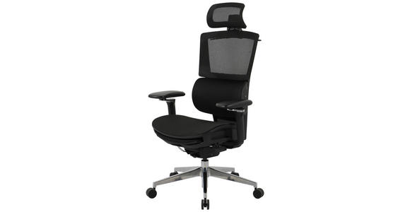 DREHSTUHL  in Netzbespannung Schwarz  - Schwarz/Alufarben, KONVENTIONELL, Kunststoff/Textil (70,5/114/130/66,5cm) - Novel