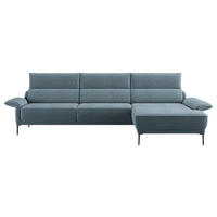 ECKSOFA in Bouclé Blau  330/186 cm  - Blau/Schwarz, Design, Textil/Metall (330/186cm) - Johann Jakob