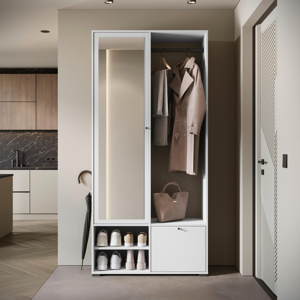 GARDEROBE  in 90/190/33 cm  - Weiss, Trend, Holzwerkstoff (90/190/33cm) - MID.YOU