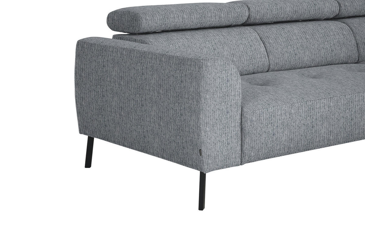 ECKSOFA in Webstoff Hellgrau  - Hellgrau/Schwarz, Design, Textil/Metall (280/205cm) - MID.YOU
