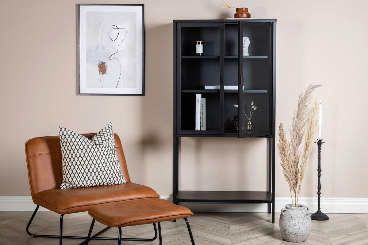 VITRINE in Schwarz  - Schwarz, Design, Metall (75/150/35cm) - Livetastic