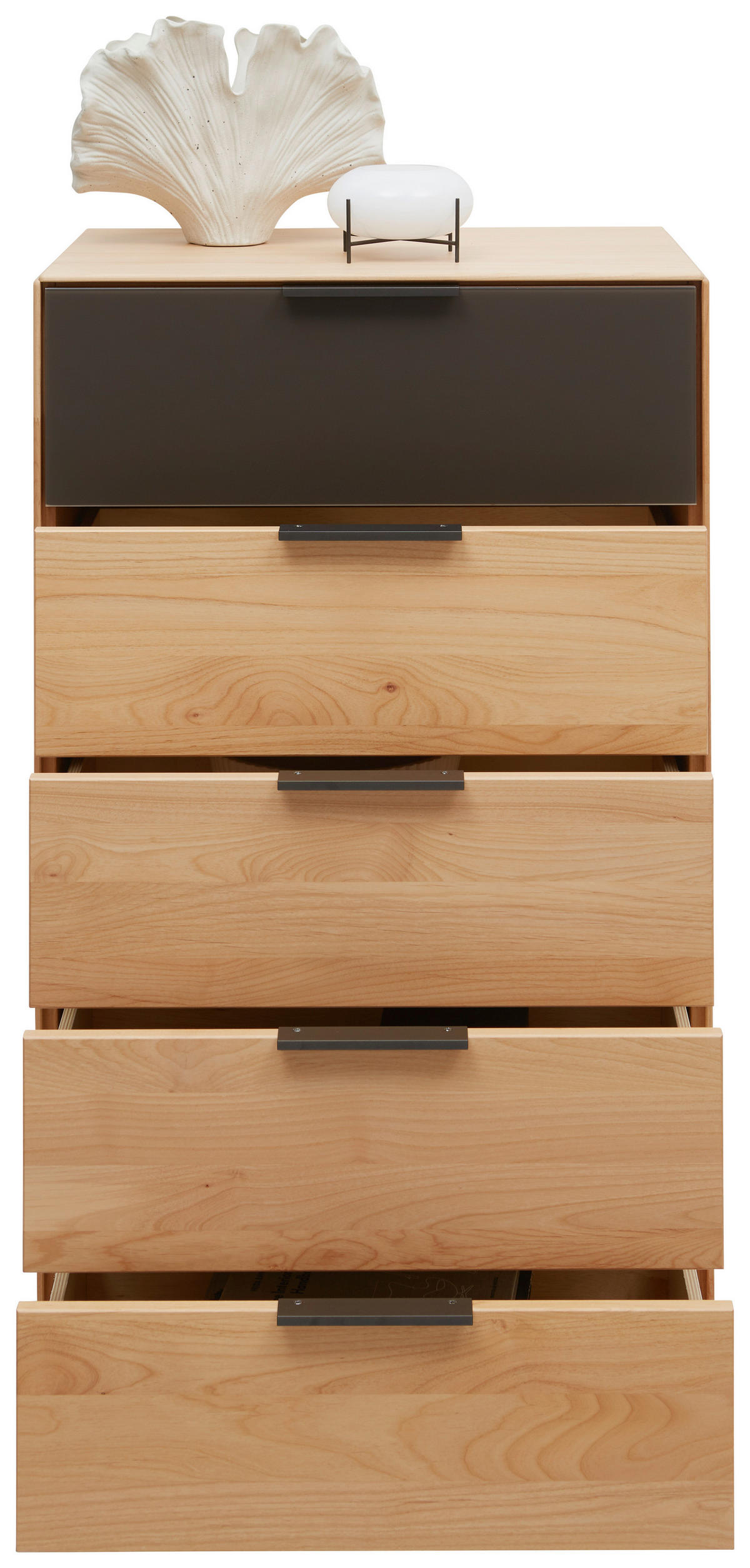 KOMMODE 61,5/104,9/44,2 cm  in Erlefarben, Dunkelbraun  - Dunkelbraun/Erlefarben, Natur, Glas/Holz (61,5/104,9/44,2cm) - Valnatura