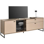 TV-ELEMENT Glas, Holzwerkstoff Eichefarben, Hellgrau  - Eichefarben/Anthrazit, MODERN, Glas/Holzwerkstoff (204/68/50cm) - Hom`in