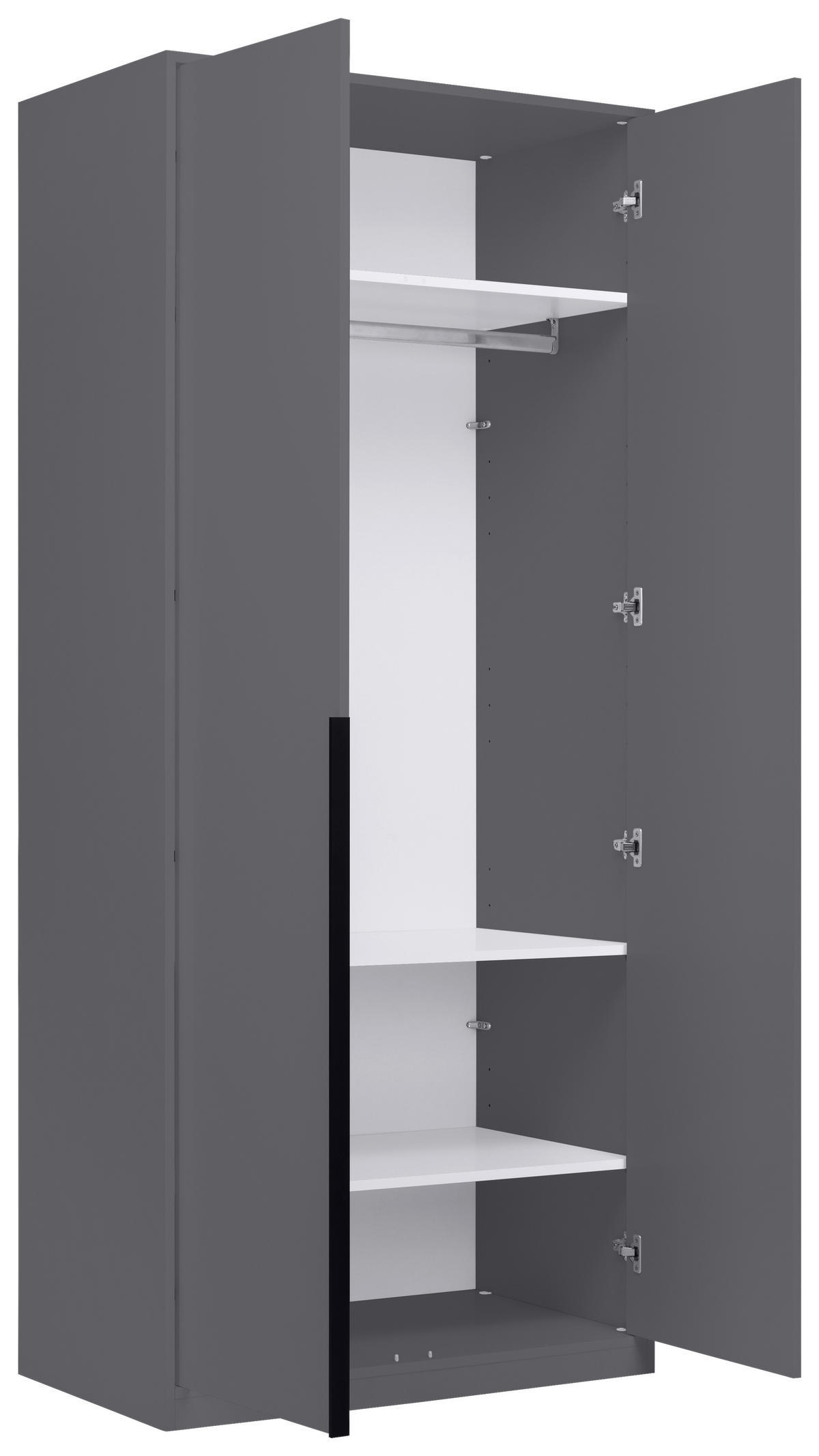 DREHTÜRENSCHRANK 93/211/53 cm,  in Graphitfarben, 2-türig  - Graphitfarben/Schwarz, MODERN, Holzwerkstoff/Metall (93/211/53cm) - MID.YOU