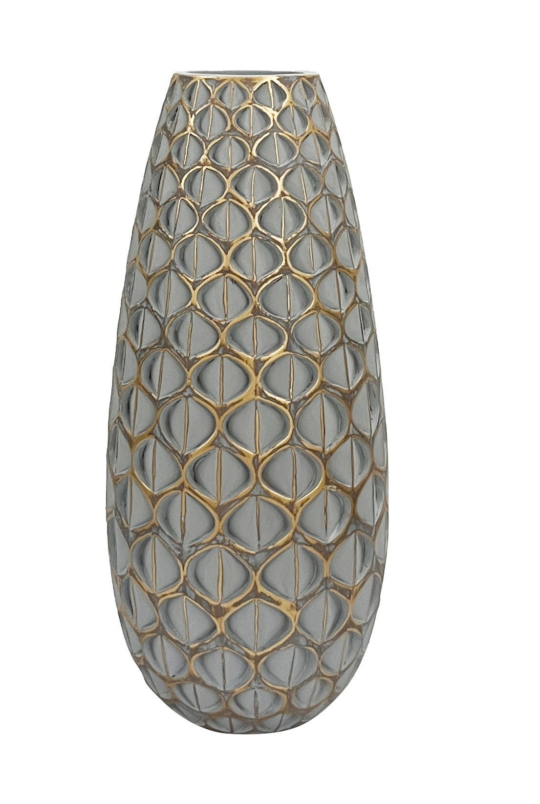 DEKOR VÁZA  - türkiz/aranyszínű, Basics, műanyag (20/20/45,5cm)