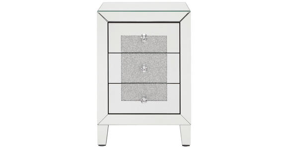 NACHTSCHRANK 45/65/30 cm - Silberfarben, Trend, Glas/Holzwerkstoff (45/65/30cm) - Xora
