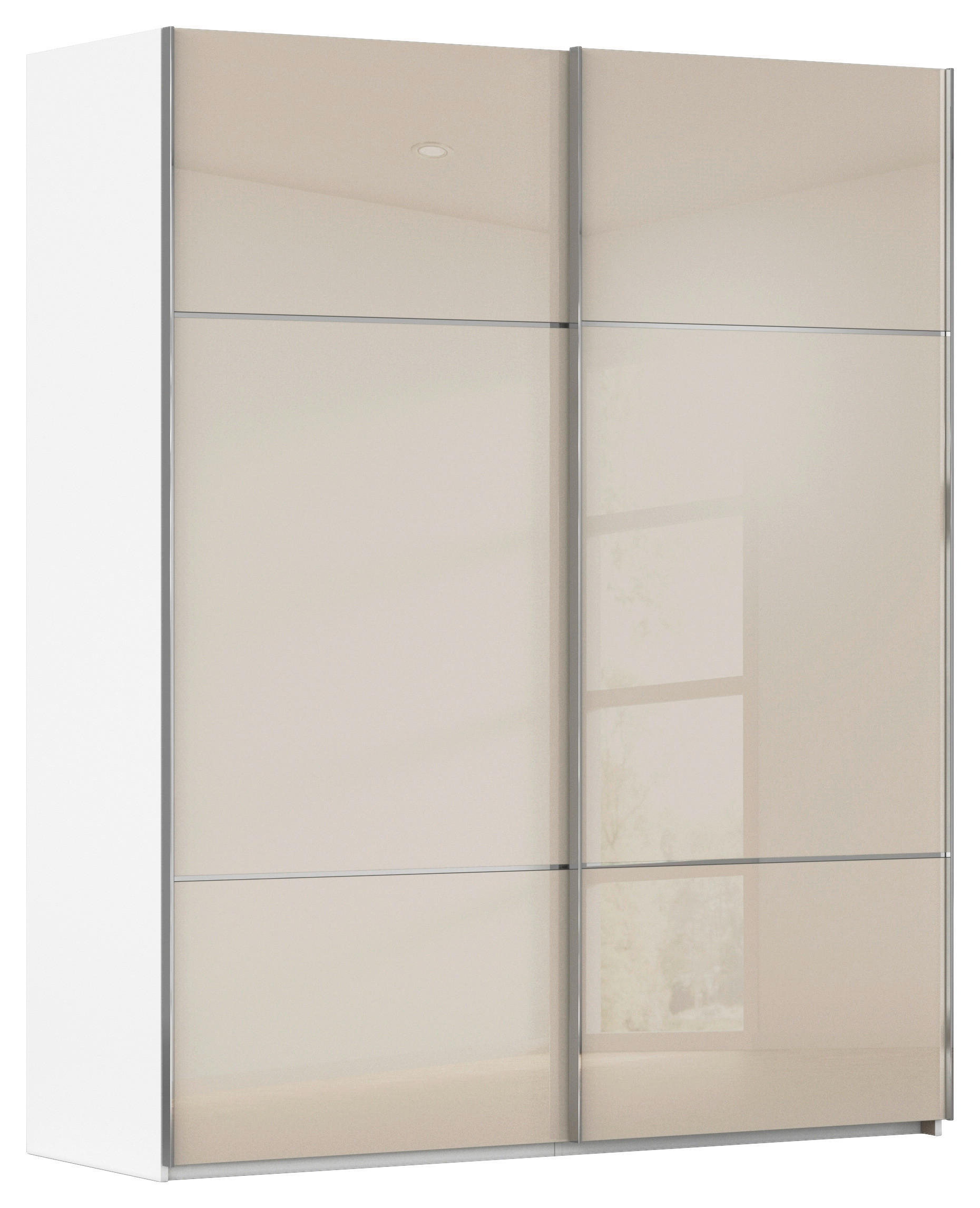 SCHWEBETÜRENSCHRANK in Weiss, Champagner  - Chromfarben/Weiss, Konventionell, Glas/Holzwerkstoff (162/223/68cm) - Novel