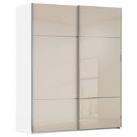 SCHWEBETÜRENSCHRANK in Weiss, Champagner  - Chromfarben/Weiss, Konventionell, Glas/Holzwerkstoff (162/223/68cm) - Novel