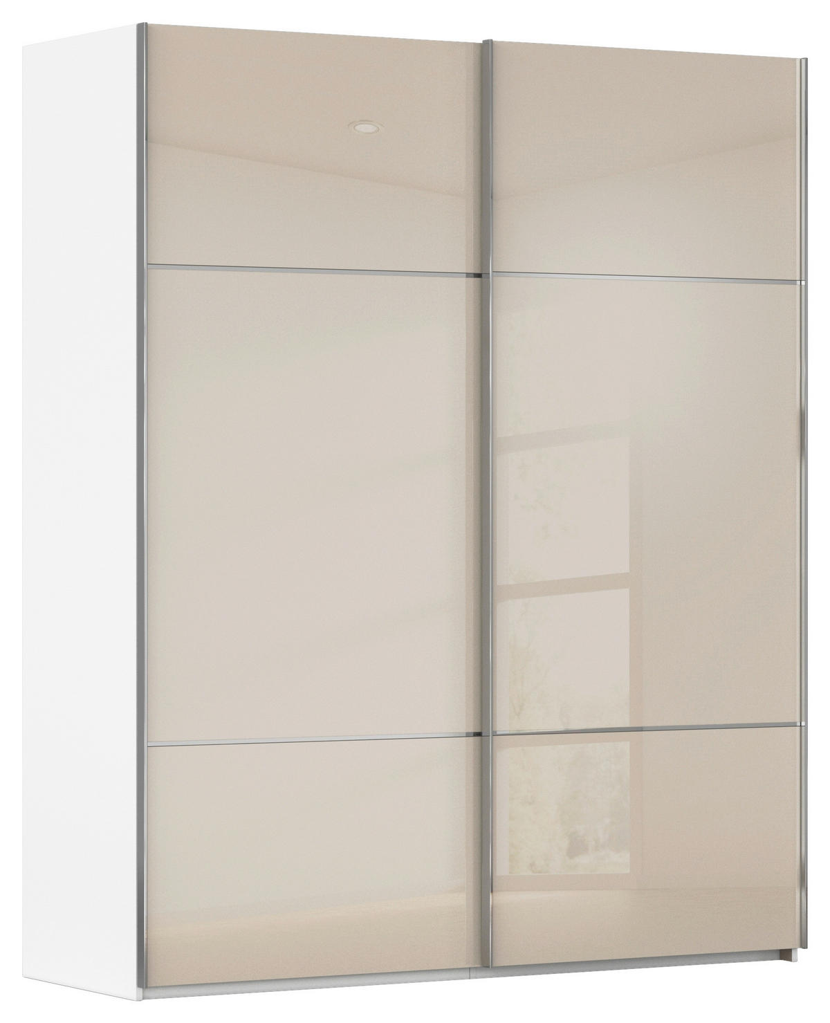 SCHWEBETÜRENSCHRANK in Weiss, Champagner  - Chromfarben/Weiss, Konventionell, Glas/Holzwerkstoff (162/223/68cm) - Novel