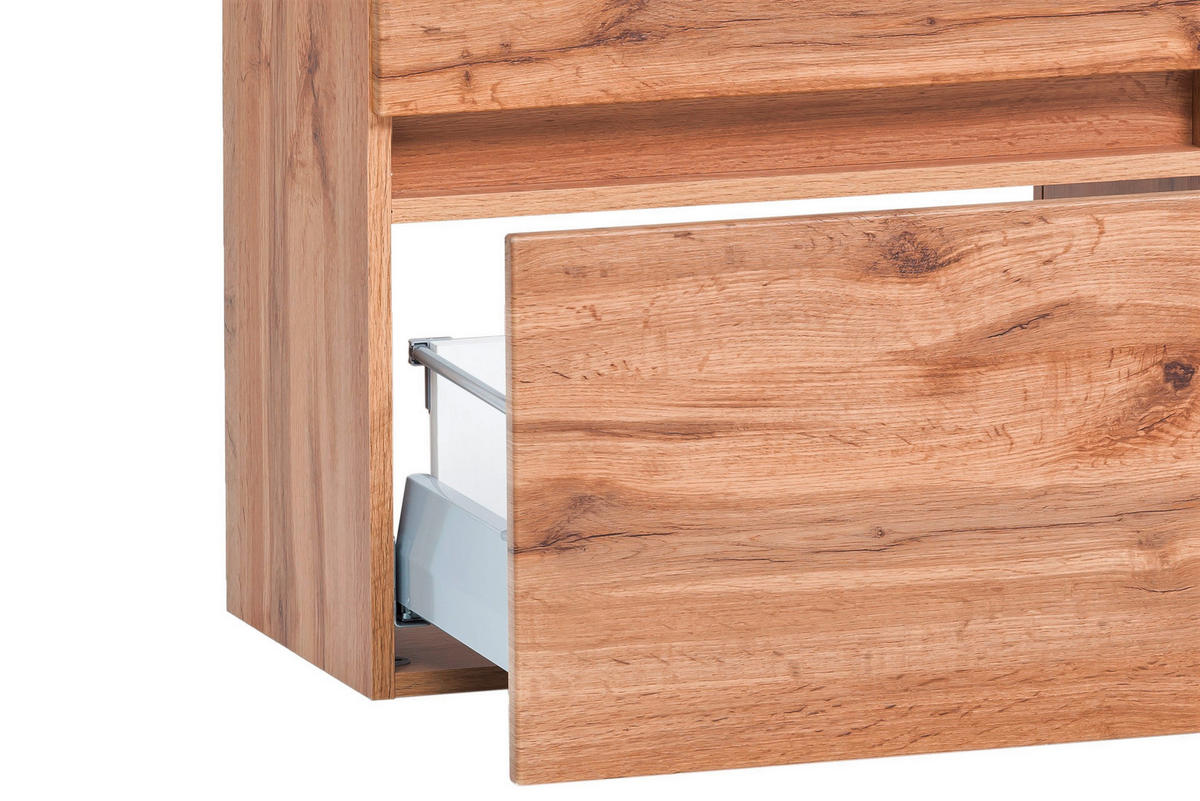 WASCHBECKENUNTERSCHRANK 61/55/40 cm  - Eiche Wotan/Silberfarben, Natur, Holzwerkstoff/Kunststoff (61/55/40cm) - Xora