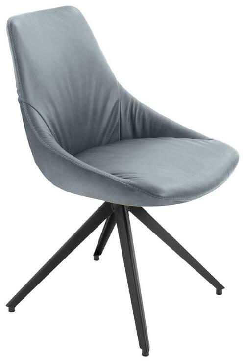 STUHL Echtleder Grau, Anthrazit  - Anthrazit/Grau, Design, Leder/Metall (55/87/62cm) - Bert Plantagie