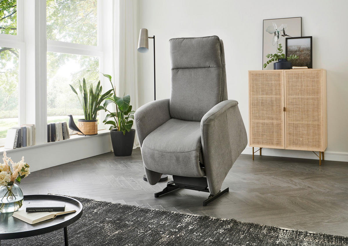 FERNSEHSESSEL in Chenille Grau  - Grau, Konventionell, Textil (79/114/87cm) - Valdera