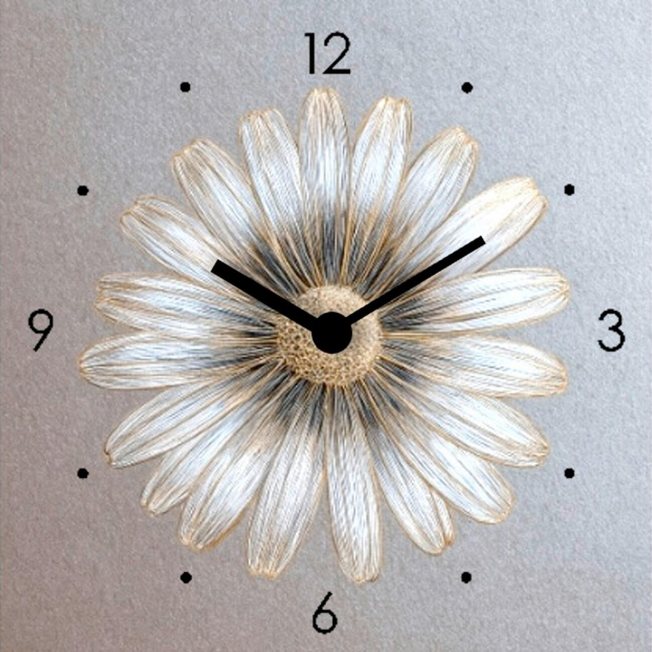 Euroart Wanduhr Floral Clock Silver II Mehrfarbig 20x20x3.1 cm