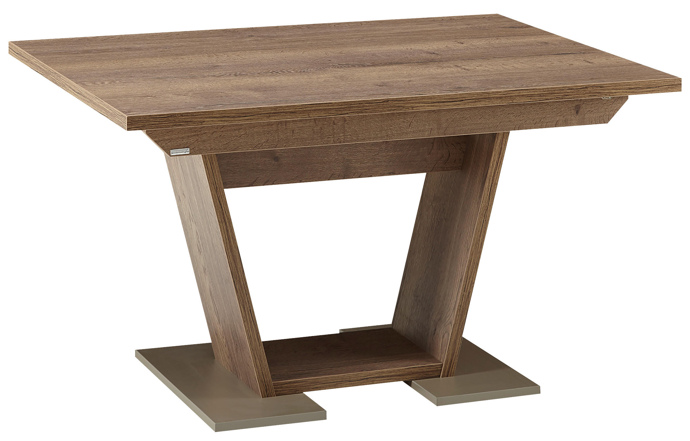 ESSTISCH 130/90/76 cm Nachbildung  Holzwerkstoff in verschiedenen Größen erhältlich, in verschiedenen Holzdekoren erhältlich, Variantenauswahl rechteckig Eichefarben, Edelstahlfarben  - Edelstahlfarben/Eichefarben, KONVENTIONELL, Holzwerkstoff (130/90/76cm) - Venda