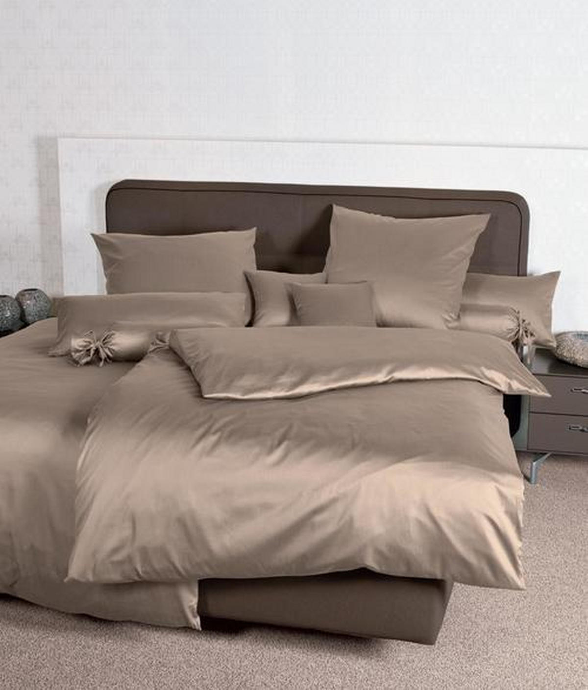 BETTWÄSCHE Giacomo Makosatin 200/200 cm  - Taupe, Basics, Textil (200/200cm) - Janine