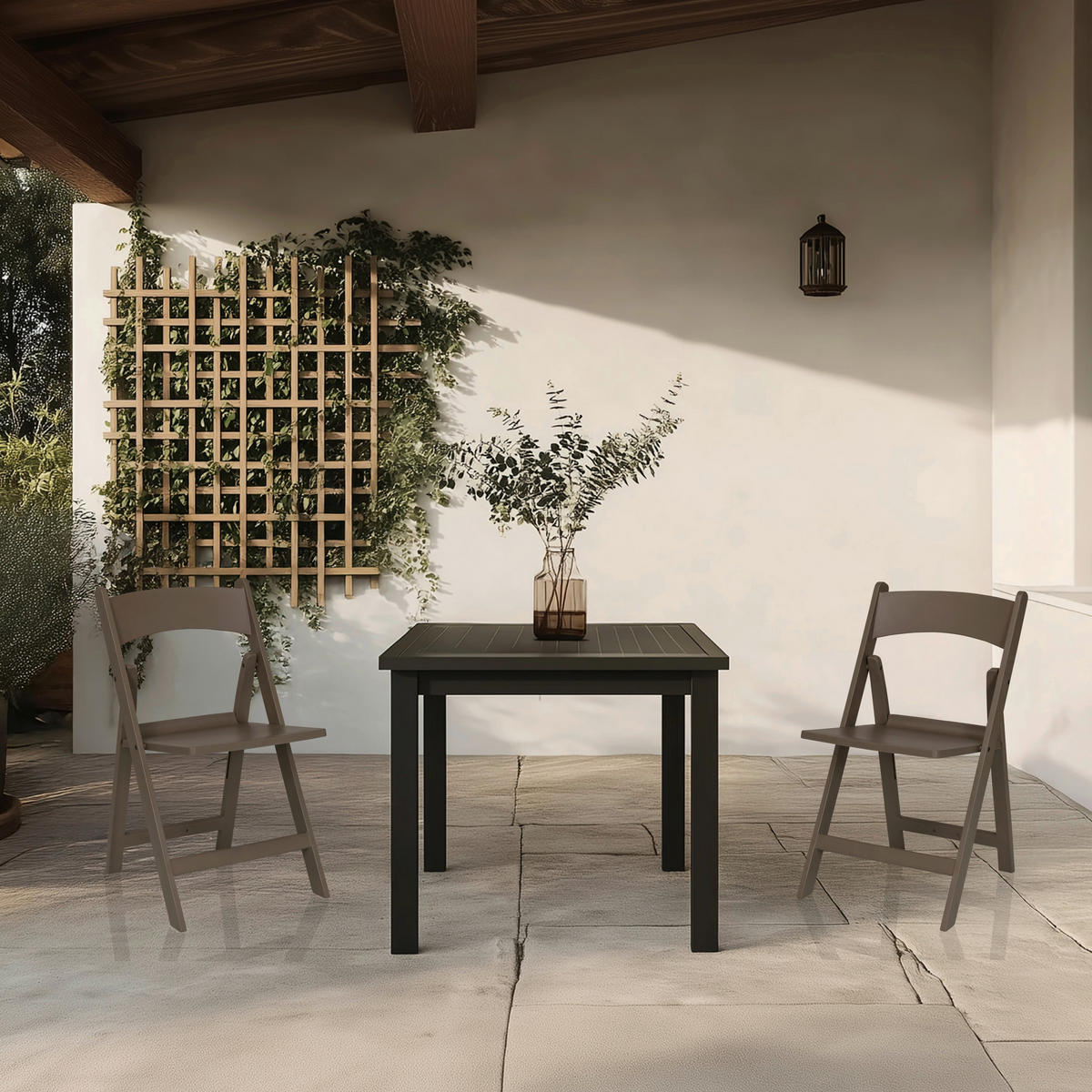 GARTENKLAPPSTUHL-SET in Kunststoff Braun  - Braun, MODERN, Kunststoff (44/80/47cm) - MID.YOU