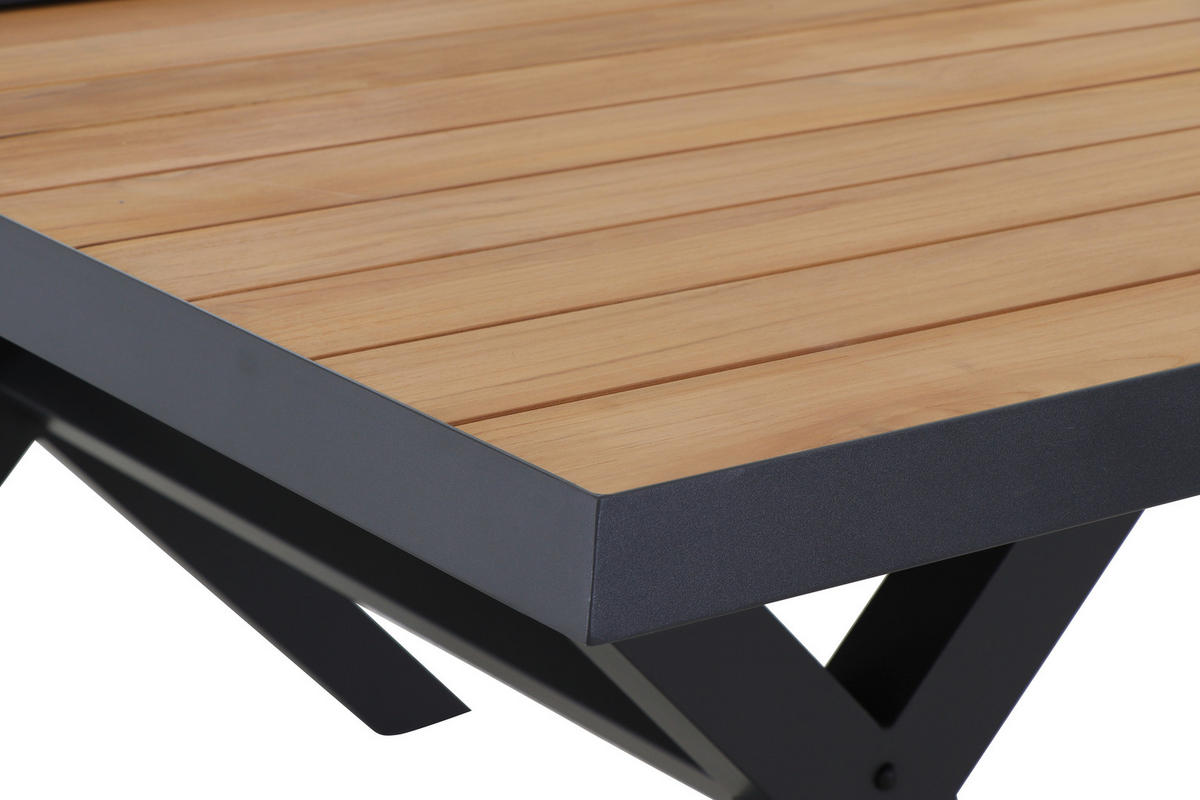GARTENTISCH 160-200/90/77 cm Metall rechteckig  - Anthrazit/Teakfarben, Basics, Holz/Metall (160-200/90/77cm) - Siena Garden