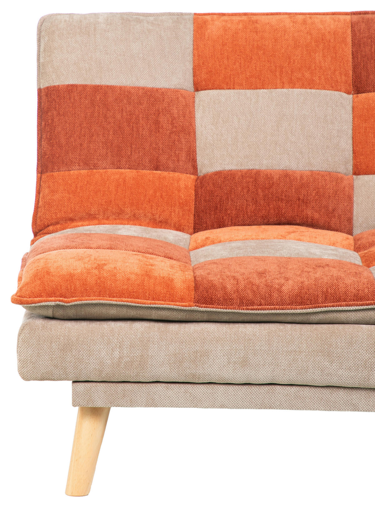SCHLAFSOFA Chenille Orange, Hellbraun, Dunkelorange  - Hellbraun/Dunkelorange, Design, Holz/Textil (180/77/91cm) - MID.YOU