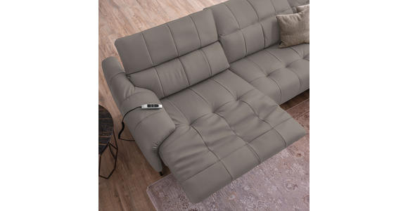 ECKSOFA in Echtleder Greige 313/165 cm - Greige/Schwarz, Design, Leder/Metall (313/165cm) - Emilio Belluti