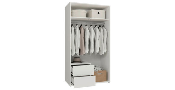 DREHTÜRENSCHRANK 115/214/60 cm,  in Weiß, Weiß Hochglanz, 2-türig  - Weiß Hochglanz/Weiß, Trend, Holzwerkstoff (115/214/60cm) - Carryhome