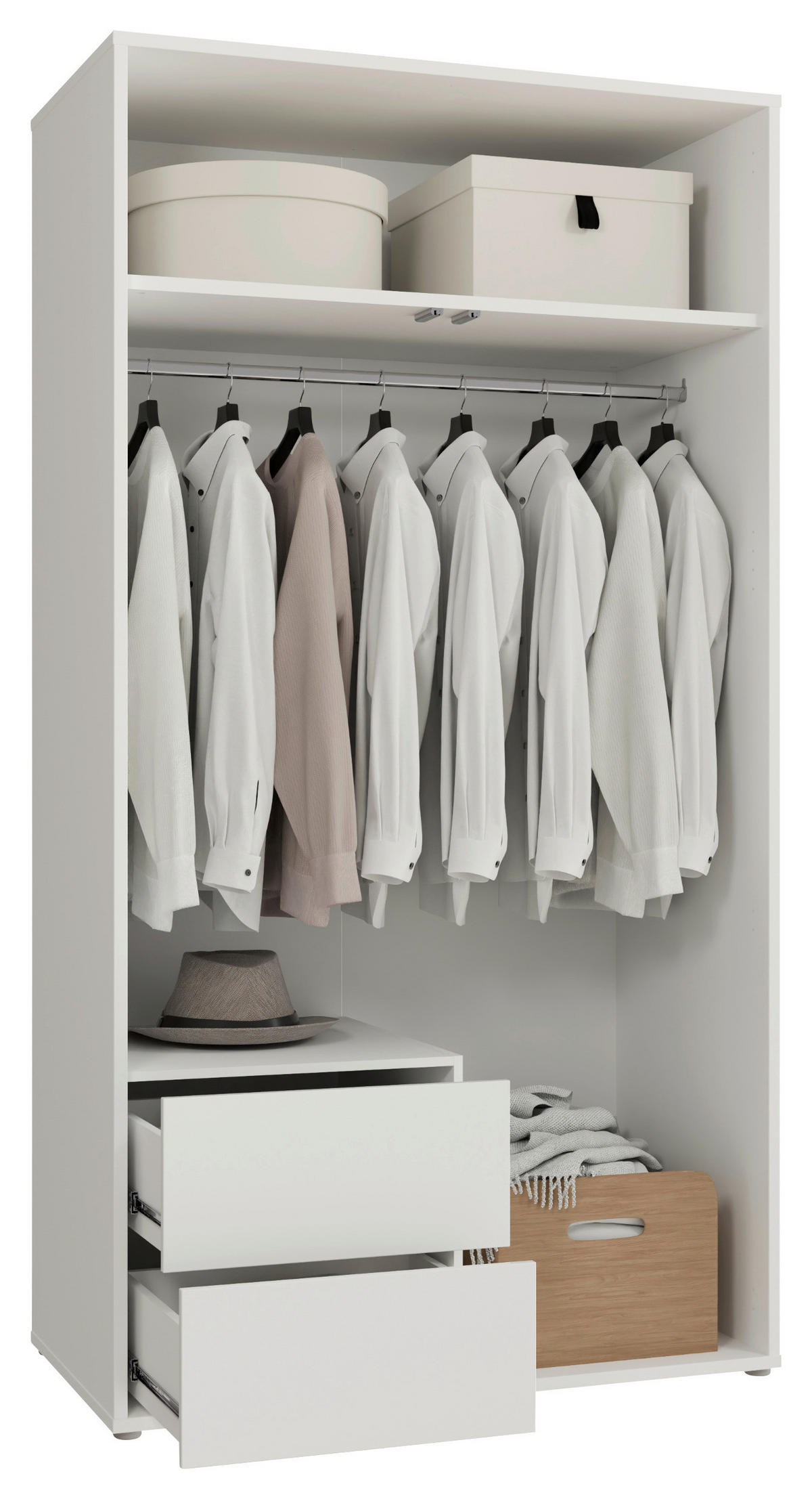 DREHTÜRENSCHRANK 115/214/60 cm,  in Weiß, Weiß Hochglanz, 2-türig  - Weiß Hochglanz/Weiß, Trend, Holzwerkstoff (115/214/60cm) - Carryhome