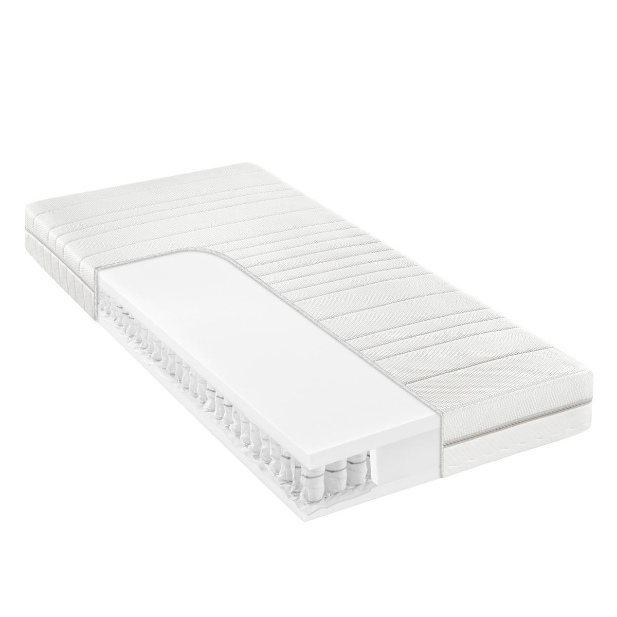 TASCHENFEDERKERNMATRATZE 80/200 cm, Höhe ca.: 18 cm, H2 = mittel, 7-Zonen - Weiß, Basics, Textil (80/200cm) - Sleeptex