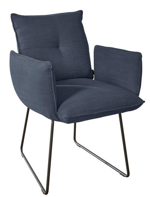 ARMLEHNSTUHL  in Stahl Struktur  - Schwarz/Dunkelblau, Design, Textil/Metall (65/90/70cm) - Dieter Knoll
