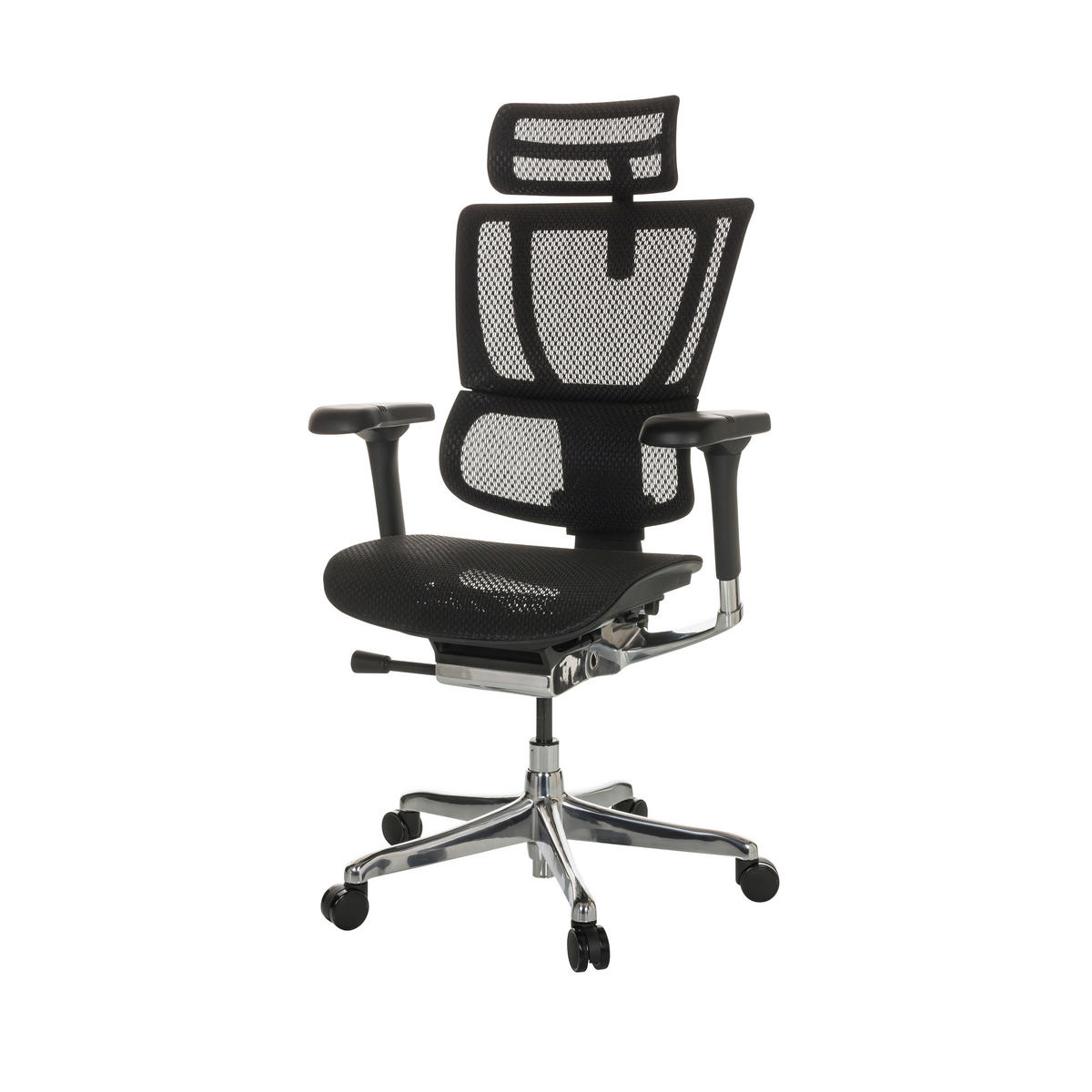 DREHSTUHL Netz Schwarz  - Silberfarben/Schwarz, Basics, Kunststoff/Textil (69/116-138/66cm) - MID.YOU