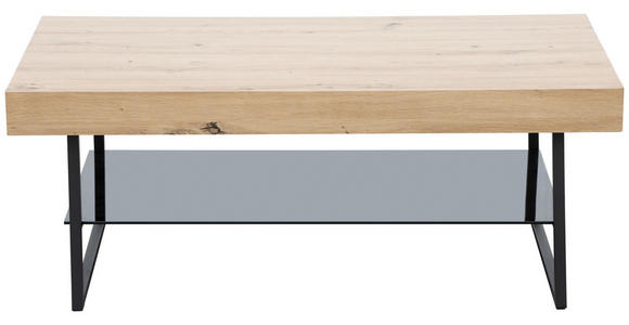 COUCHTISCH in Metall, Glas, Holzwerkstoff 110/60/42,5 cm  - Eichefarben/Schwarz, Design, Glas/Holzwerkstoff (110/60/42,5cm) - Carryhome