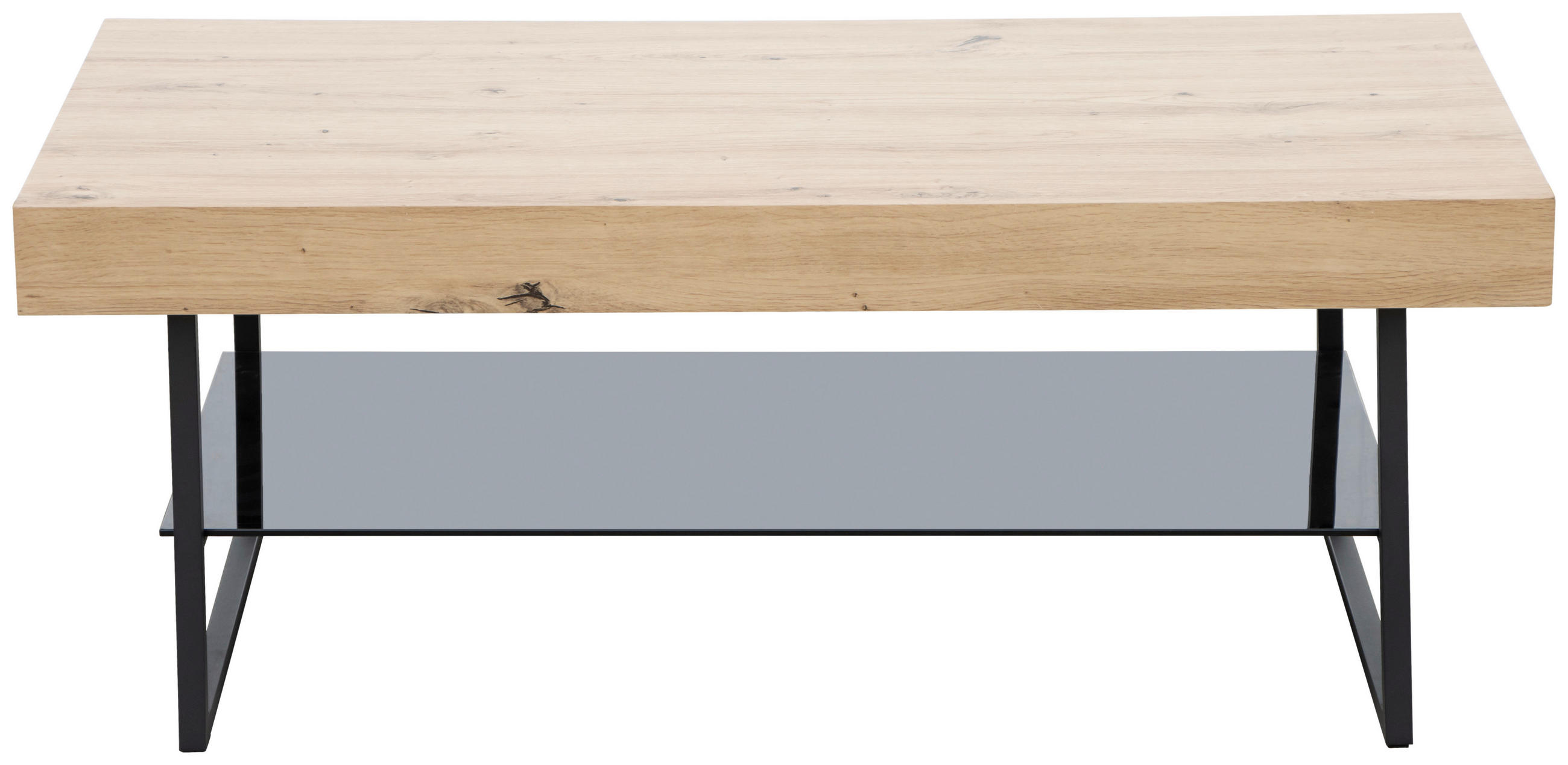COUCHTISCH ESG 110/60/42,5 cm rechteckig Schwarz, Eichefarben  - Eichefarben/Schwarz, Design, Glas/Holzwerkstoff (110/60/42,5cm) - Carryhome