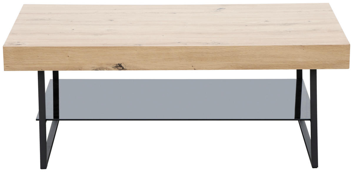COUCHTISCH ESG 110/60/42,5 cm rechteckig Schwarz, Eichefarben  - Eichefarben/Schwarz, Design, Glas/Holzwerkstoff (110/60/42,5cm) - Carryhome