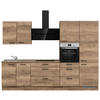 KÜCHENBLOCK 300 cm   in Eiche dunkel  - Eiche dunkel/Schwarz, MODERN, Holzwerkstoff/Metall (300cm) - Nobilia