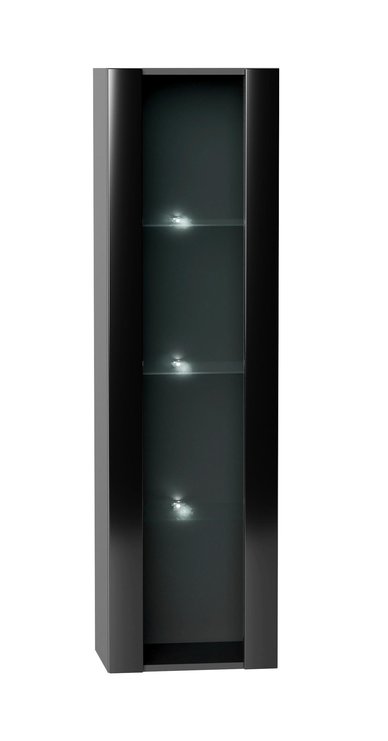 HÄNGEVITRINE in Schwarz, Schwarz Hochglanz  - Schwarz Hochglanz/Schwarz, Design, Glas/Holzwerkstoff (40/140/30cm) - Livetastic