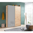 SCHWEBETÜRENSCHRANK  in Grau, Eichefarben  - Dunkelgrau/Eichefarben, MODERN, Holzwerkstoff/Metall (150/223/60cm) - Xora