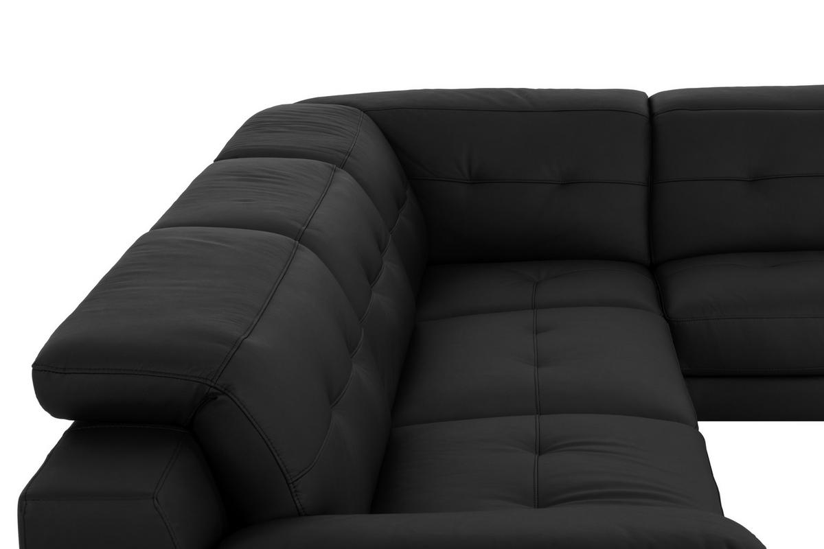 KUTNA GARNITURA koža  crna   - crna, Moderno, koža/tekstil (287/224cm) - MID.YOU