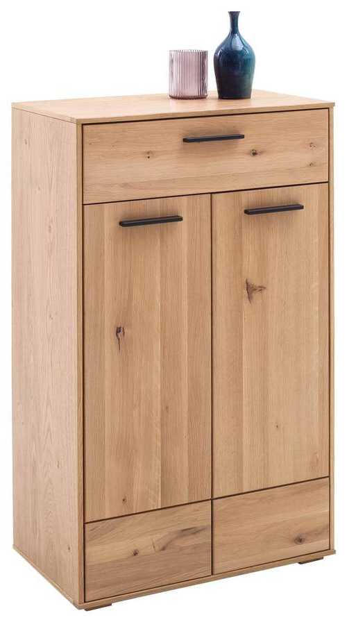 SCHUHSCHRANK Balkeneiche furniert, massiv  - Eichefarben/Schwarz, Natur, Holz/Holzwerkstoff (63/105/38cm) - MID.YOU
