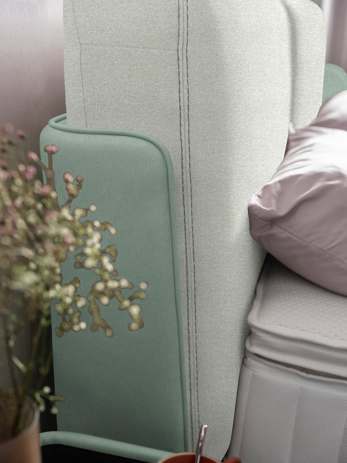 BOXSPRINGBETT 180/200 cm  in Hellgrau, Salbeigrün  - Salbeigrün/Hellgrau, Design, Textil/Metall (180/200cm) - Johann Jakob