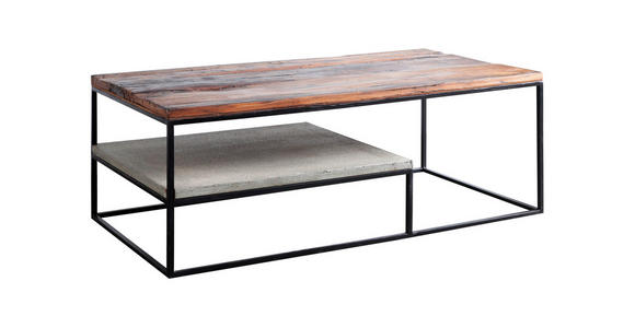 COUCHTISCH Akazie, Recyclingholz massiv 120/60/45 cm rechteckig Grau, Hellbraun - Hellbraun/Schwarz, Design, Holz/Stein (120/60/45cm) - Carryhome