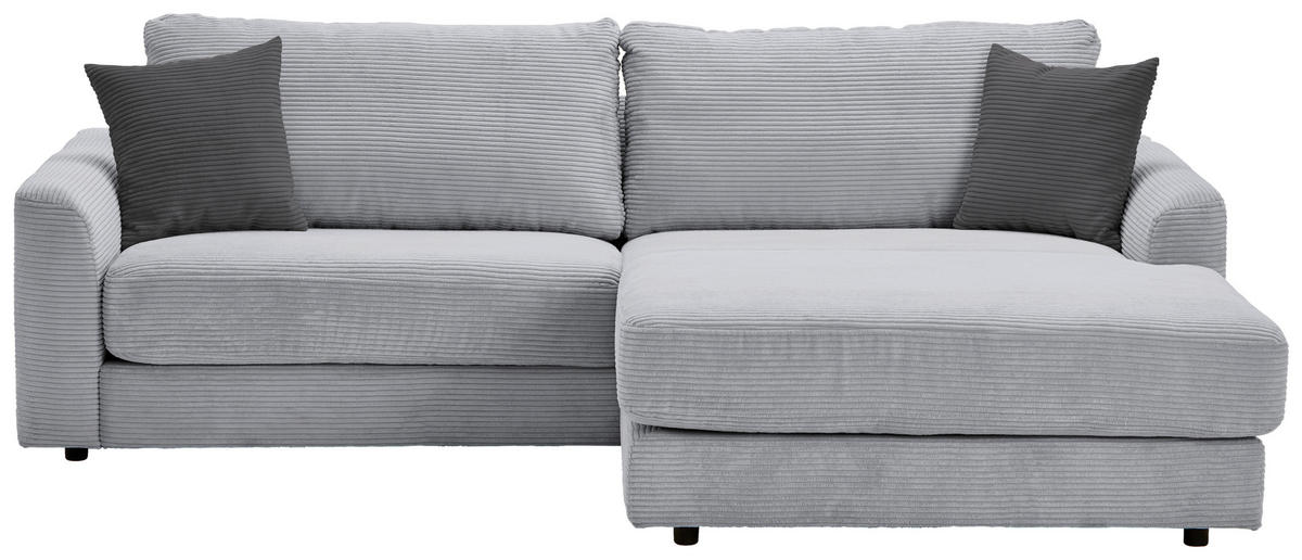 ECKSOFA in Cord Hellgrau  - Dunkelgrau/Hellgrau, Design, Kunststoff/Textil (240/175cm) - Landscape