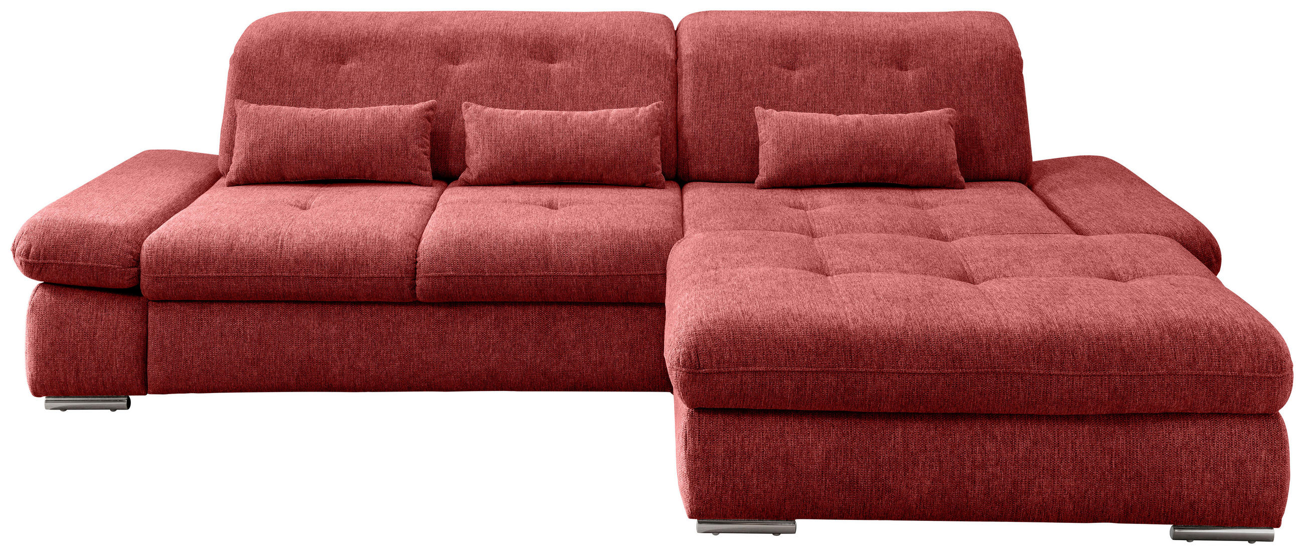 ECKSOFA in Chenille Rot - Chromfarben/Rot, Modern, Textil/Metall (300/196cm) - Livetastic