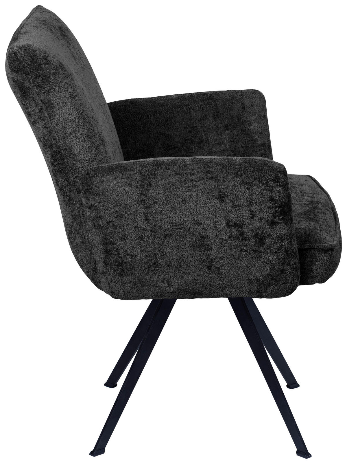 ARMLEHNSTUHL  in Eisen Teddystoff  - Schwarz, Design, Textil/Metall (60/65/71cm) - Welnova
