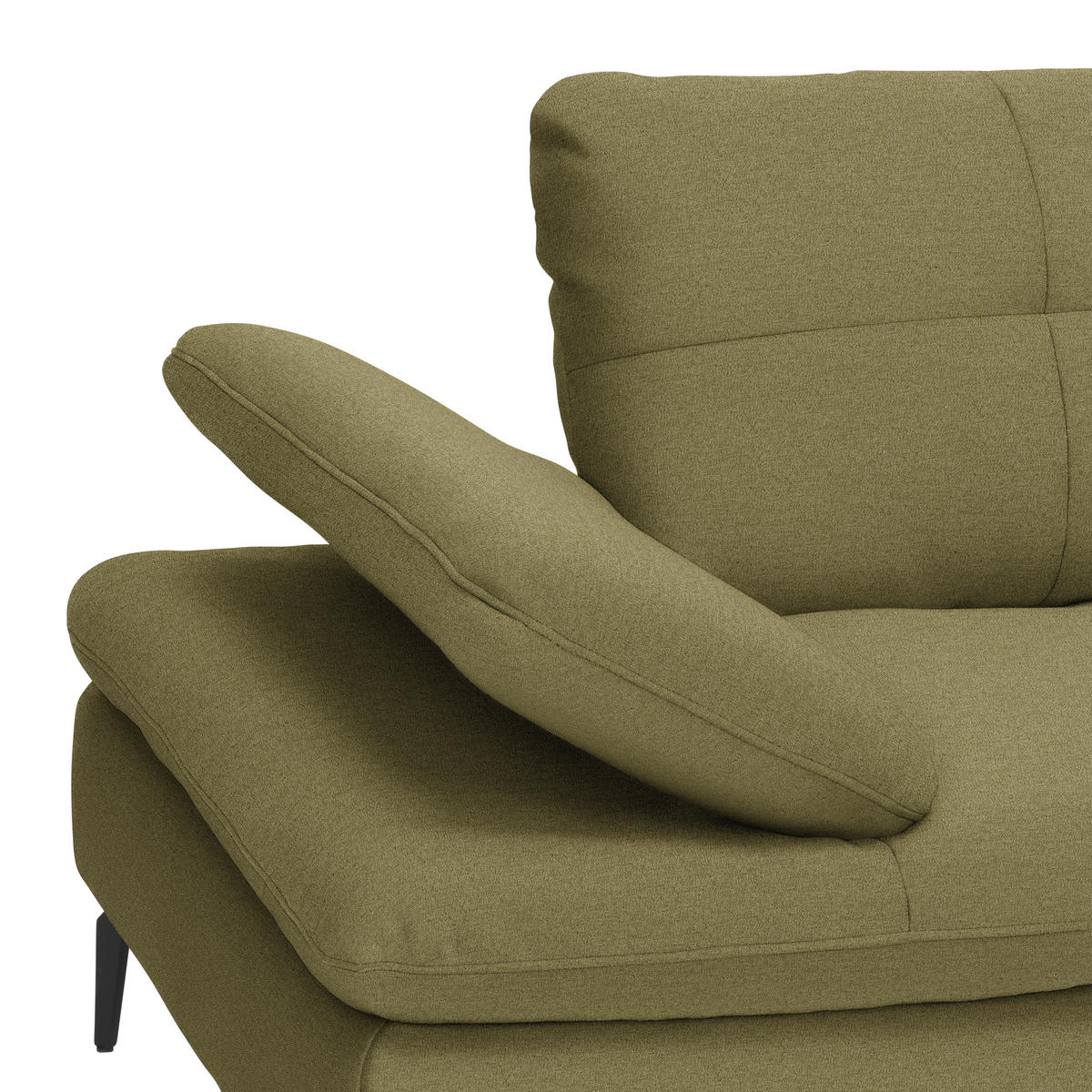 ECKSOFA in Webstoff Olivgrün  - Schwarz/Olivgrün, Design, Textil/Metall (301/179cm) - Chilliano