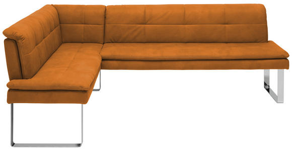 ECKBANK 174/253 cm Mikrofaser Gelb, Chromfarben Metall   - Chromfarben/Gelb, Design, Textil/Metall (174/253cm) - Novel