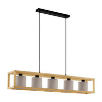 HÄNGLAMPA Granados 100/20/150 cm  - vit/brun, Natur, metall/trä (100/20/150cm) - Eglo